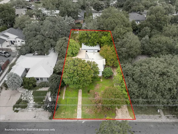 an aerial view of a house