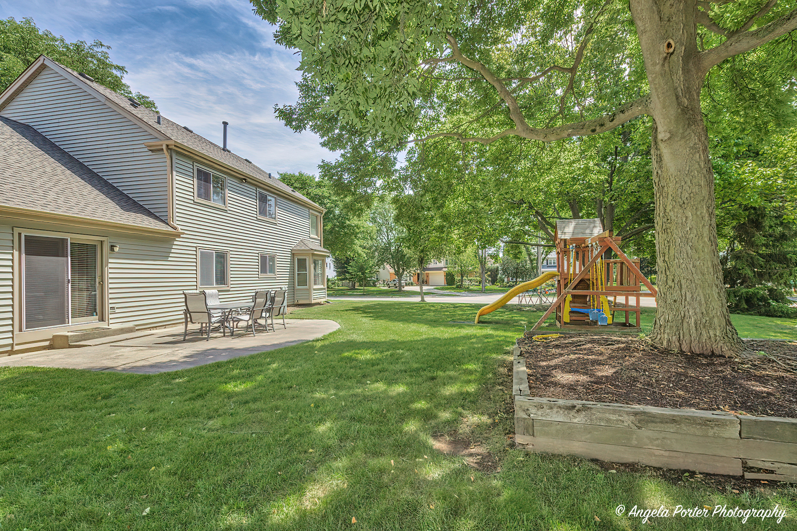 600 Raintree Road Buffalo Grove, IL 60089 - Photo 40 of 46 a view of a house with backyard and a slide