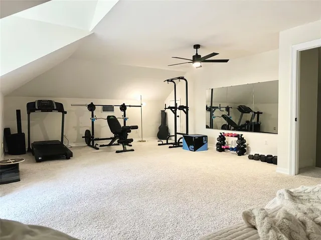 a view of outdoor space with trees all around