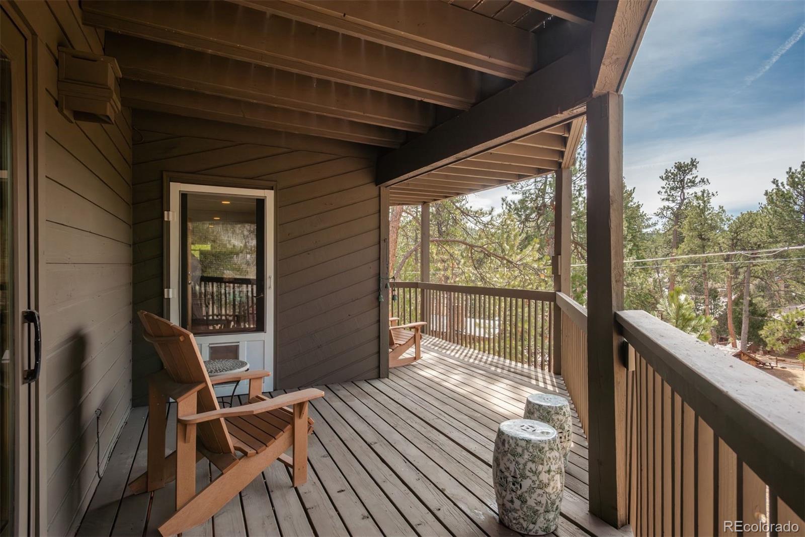 4192 Timbervale Drive Evergreen, CO 80439 - Photo 37 of 50 a view of a balcony with wooden floor