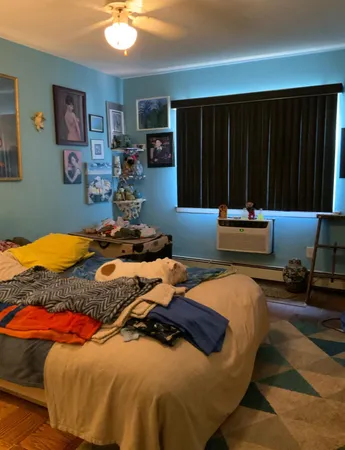 a bathroom with a bathtub and a toilet