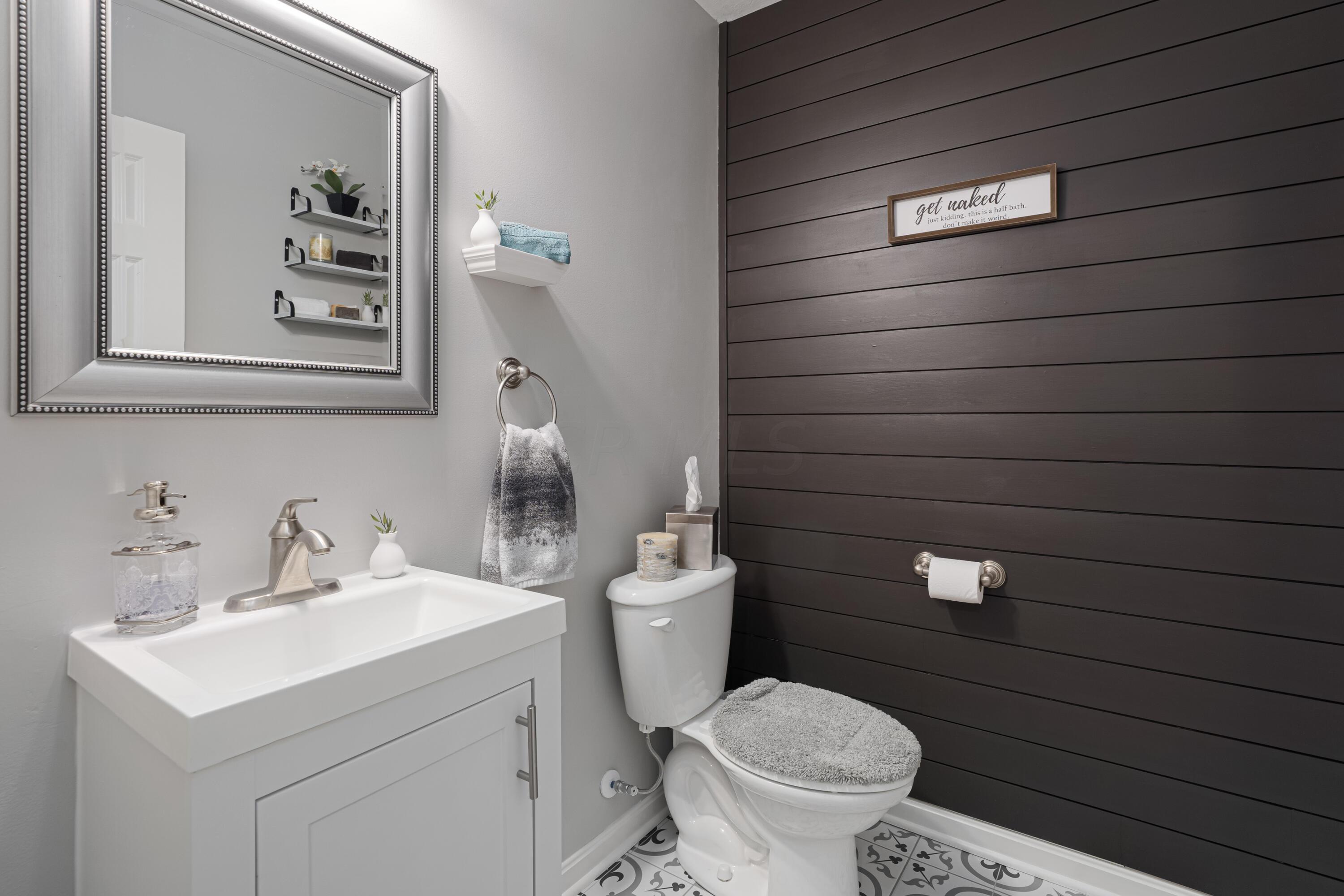 6056 Heckert Road Columbus, OH 43081 - Photo 18 of 42 Renovated Powder Room. Shiplap Wall!