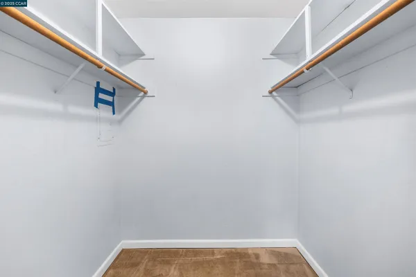 a view of staircase with empty racks