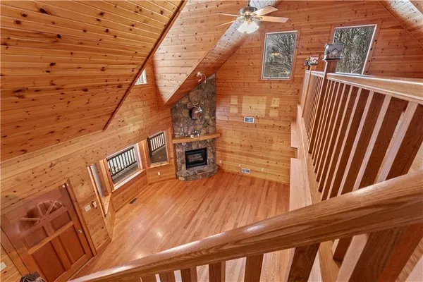 a view of outdoor space with deck and wooden floor