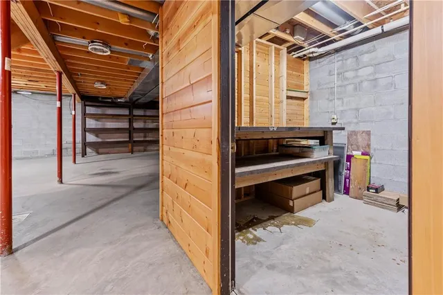 an empty room with painted walls