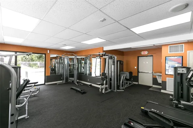 a view of a room with gym equipment