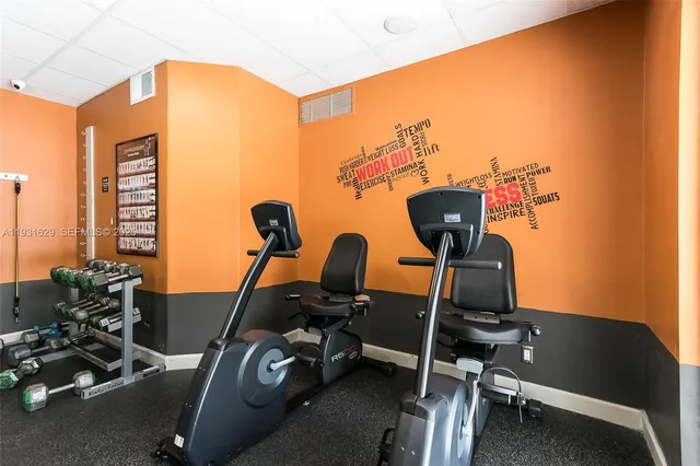 a room with gym equipment