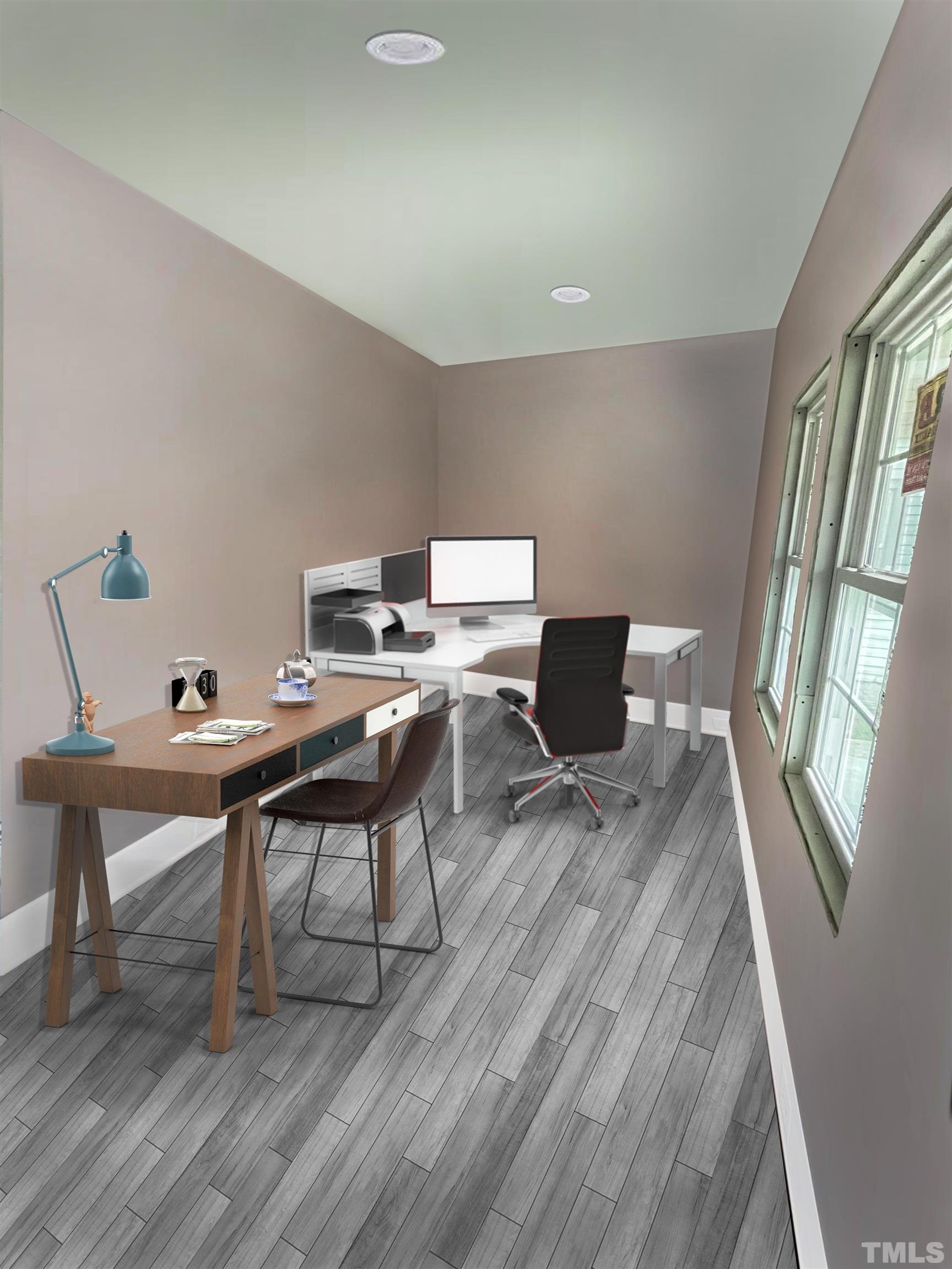 1412 East Jones Street Raleigh, NC 27610 - Photo 10 of 41 a view of a workspace with furniture and wooden floor