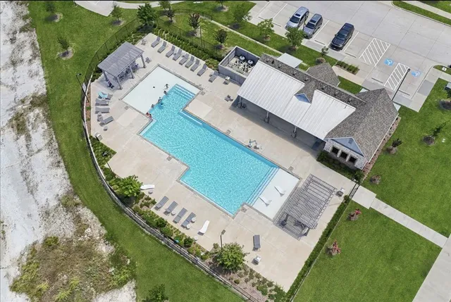 an aerial view of a house