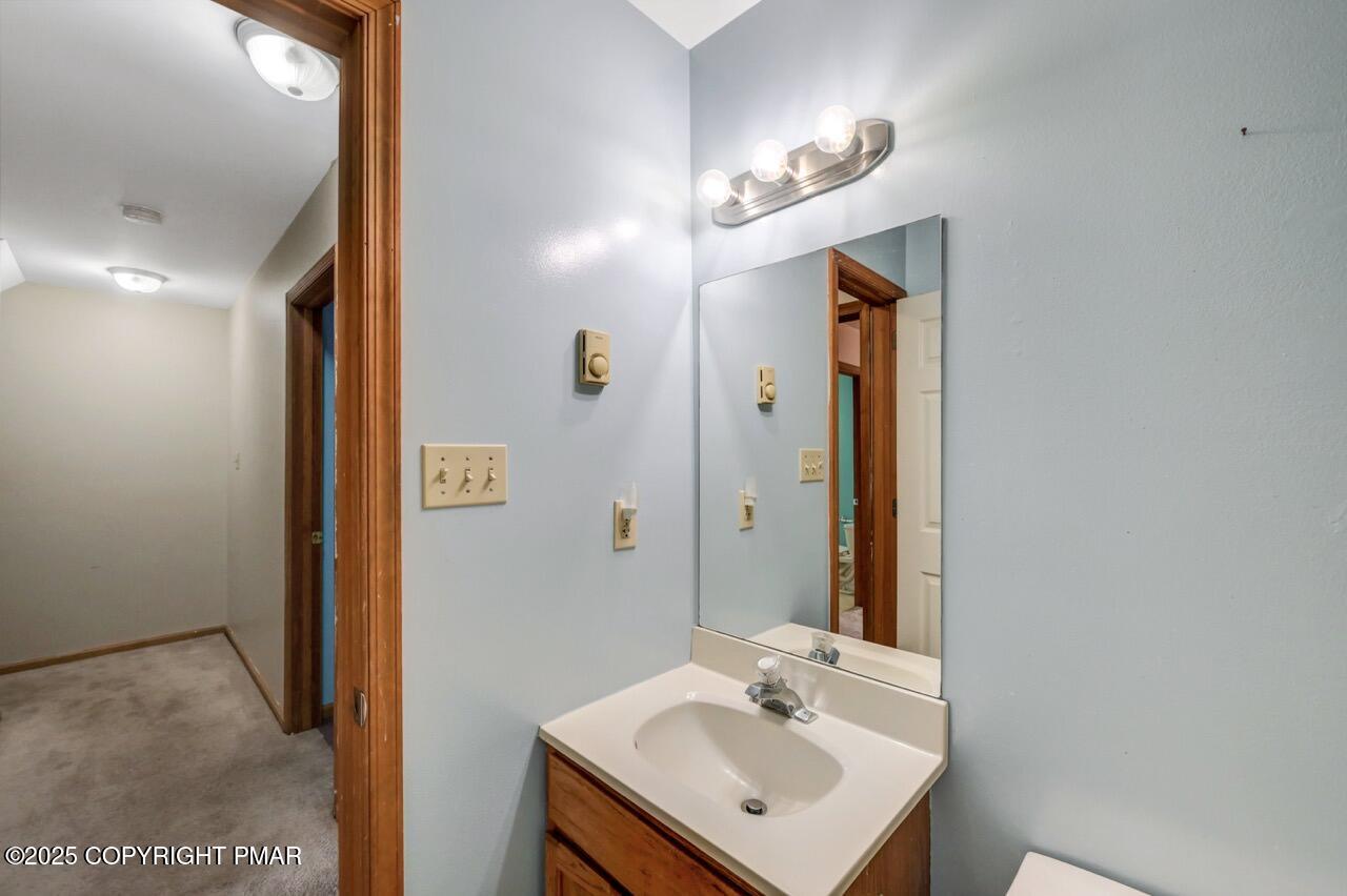 613 Country Acres Court Effort, PA 18330 - Photo 32 of 40 a bathroom with a sink a mirror and a shower
