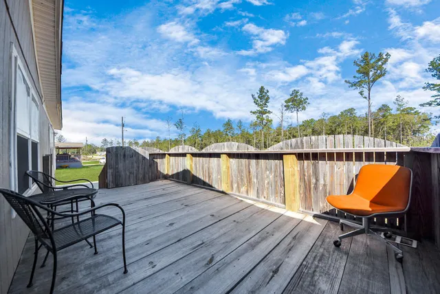 a view of a chairs in a deck