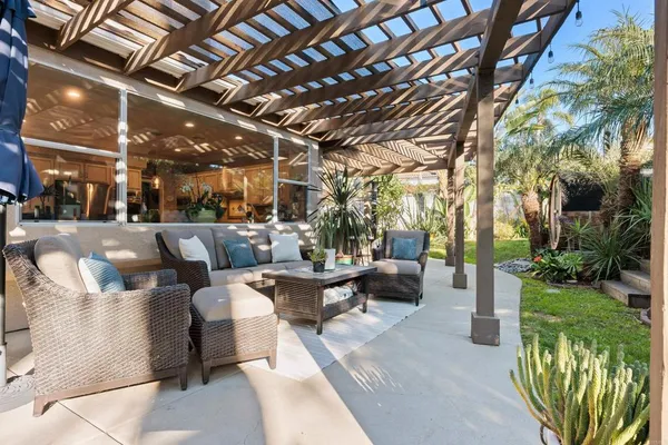 a backyard of a house with lots of green space