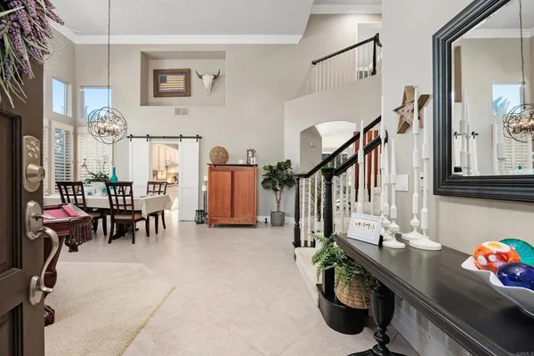 a view of entryway and workspace