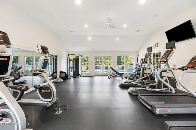 a view of a room with gym equipment