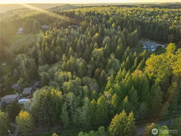 a view of a lake and green space