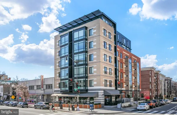 a front view of a multi story building