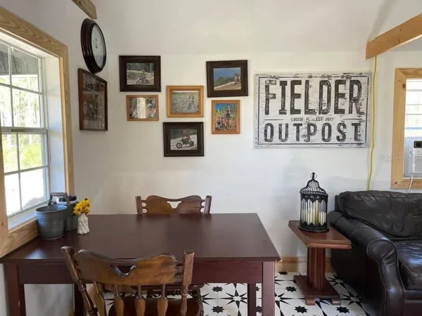 a picture of a room with table and chairs