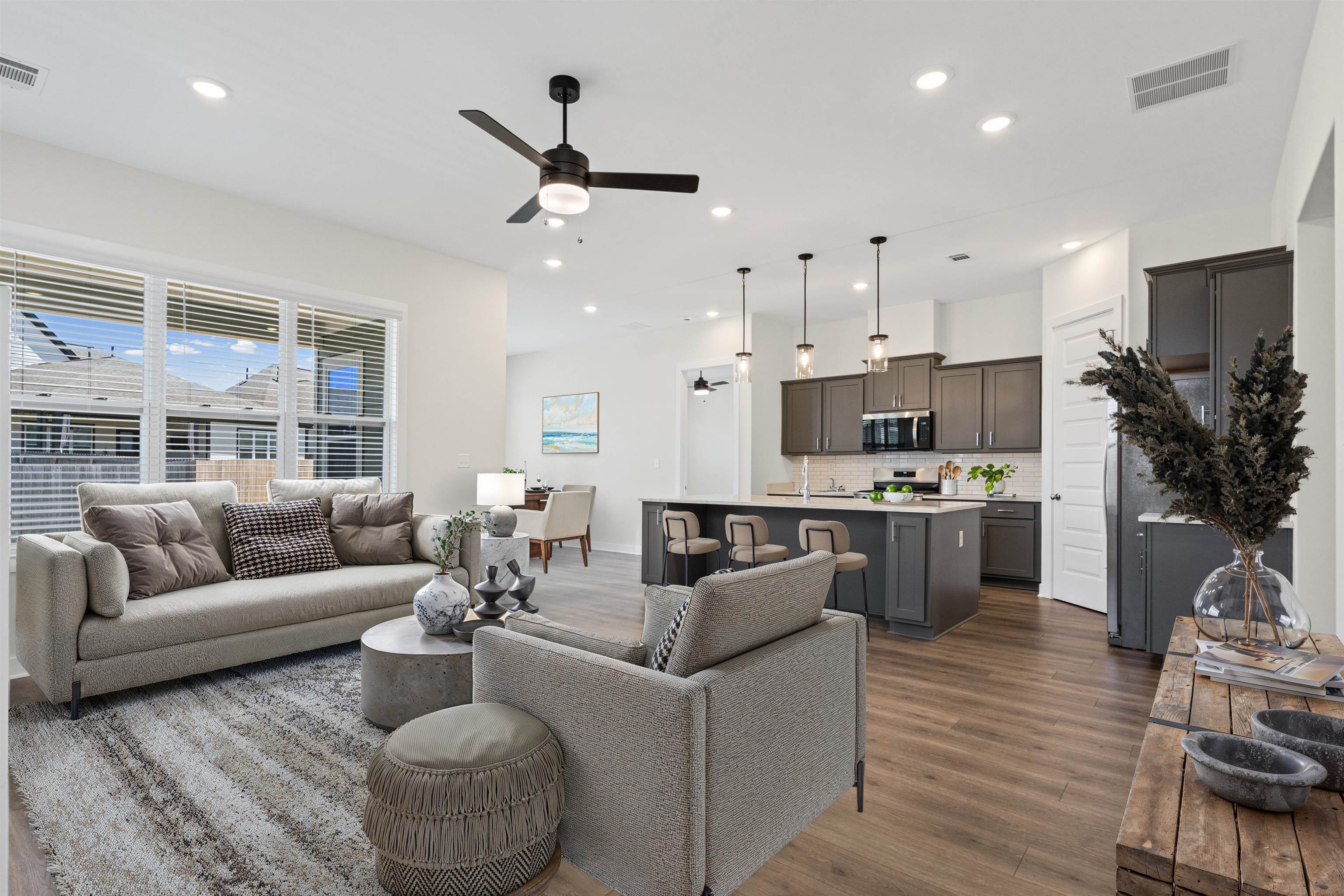 5666 Pleasant Pk Place Arlington, TN 38002 - Photo 26 of 27 Open-concept living space featuring wood-finish flooring, recessed lighting, and a ceiling fan