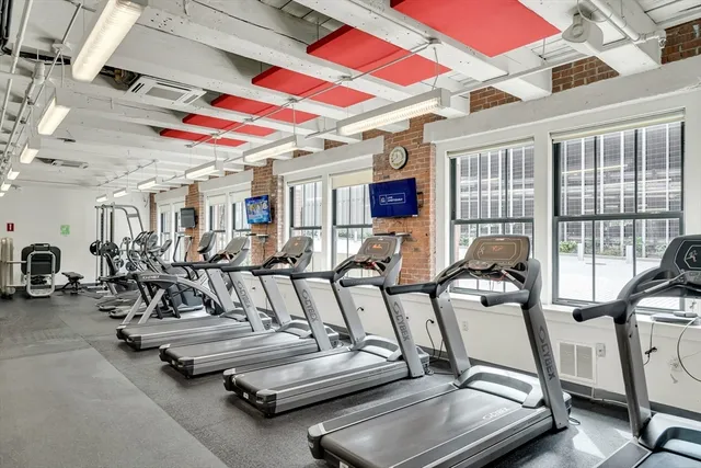 a view of a room with gym equipment