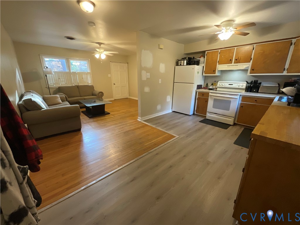 30 Custis Millpond Road West Point, VA 23181 - Photo 21 of 22 Kitchen with ceiling fan, open floor plan, white a