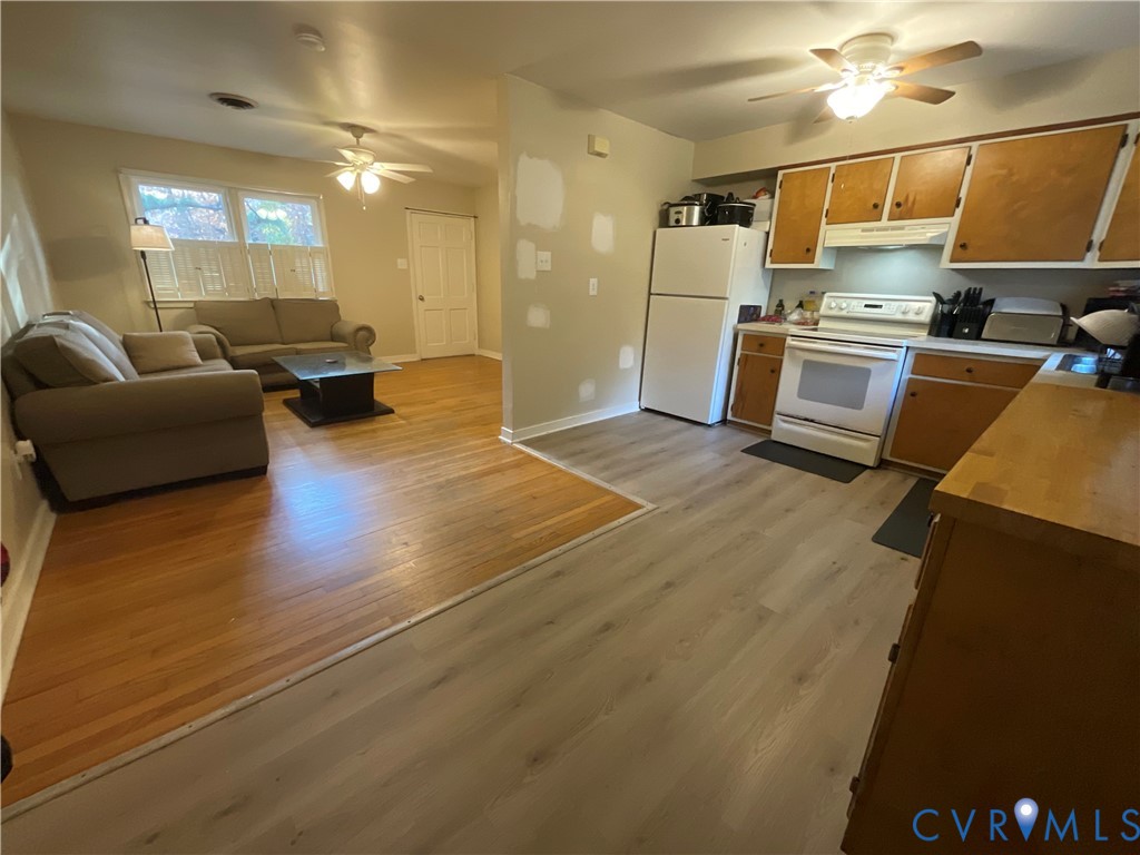 30 Custis Millpond Road West Point, VA 23181 - Photo 22 of 22 Kitchen featuring a ceiling fan, open floor plan,