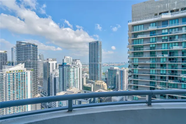 a view of a building from a balcony