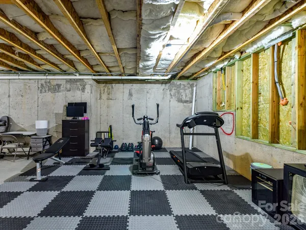 a room with gym equipment