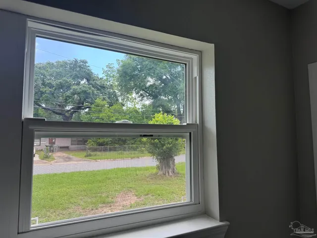 a view of a lake from a window