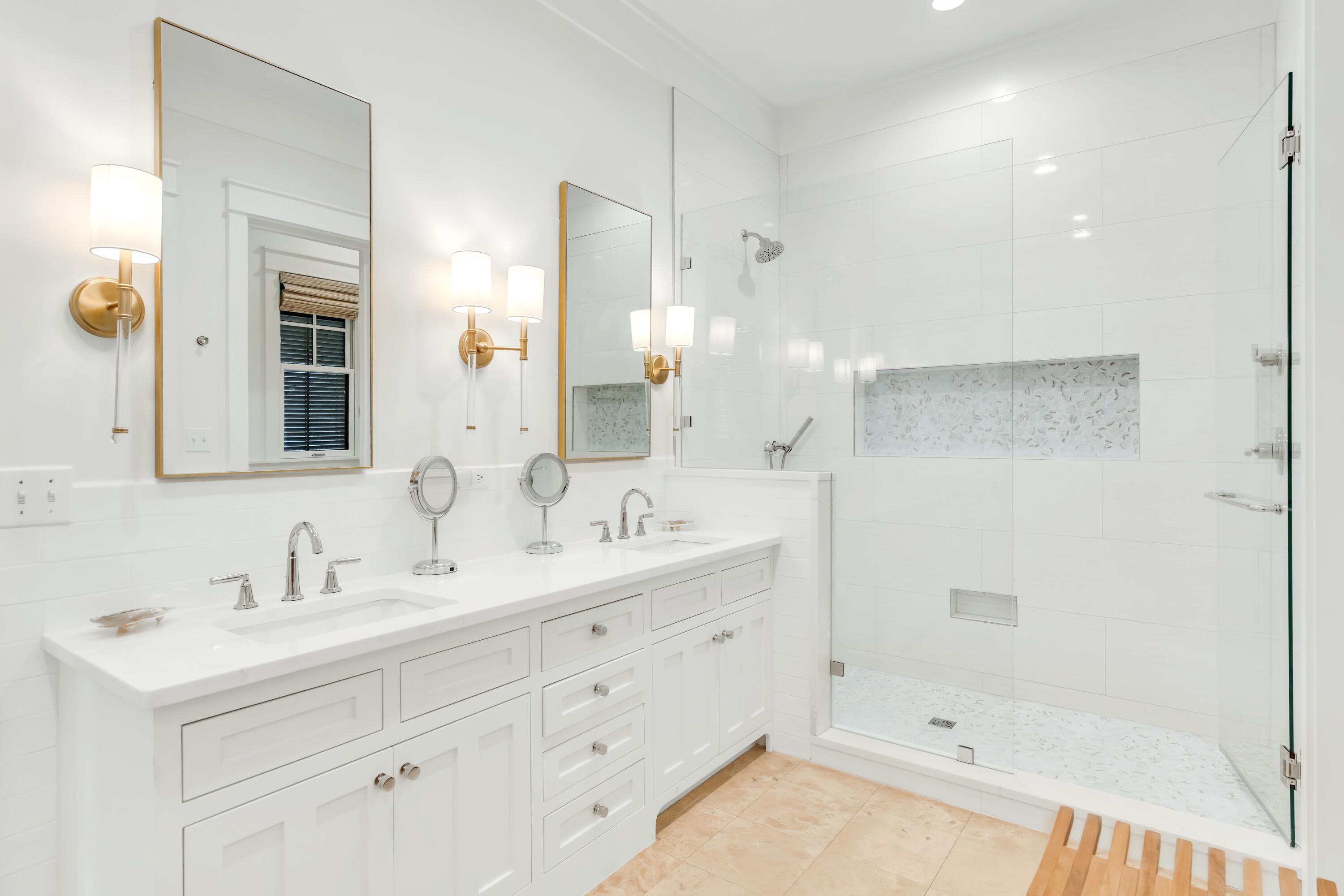 114 Sunset Ridge Lane Santa Rosa Beach, FL 32459 - Photo 23 of 90 a bathroom with a shower sink double and mirror