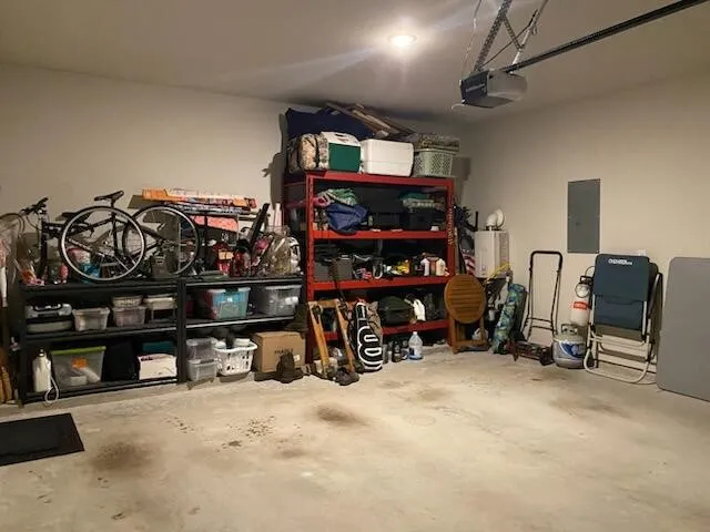 a view of a storage area with racks