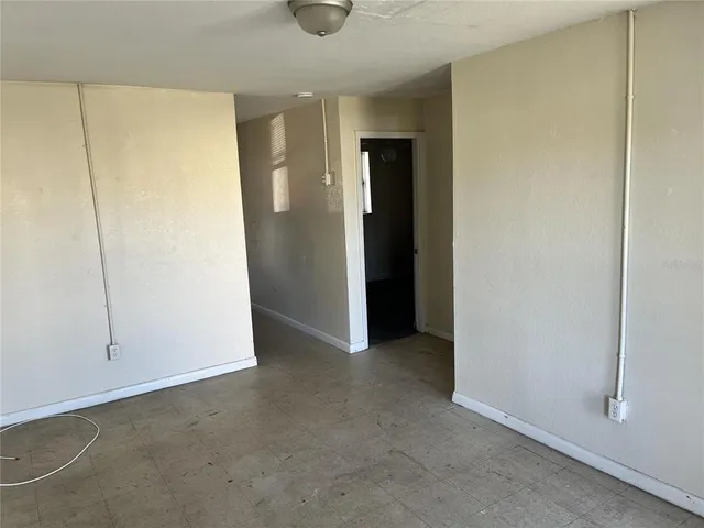 an empty room with closet