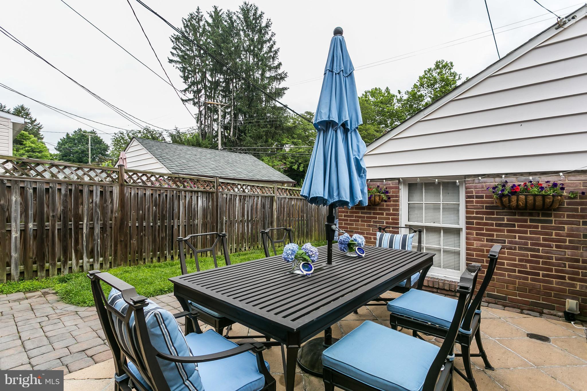 314 Dunkirk Road Baltimore, MD 21212 - Photo 27 of 28 a view of a patio with table and chairs with wooden fence and plants