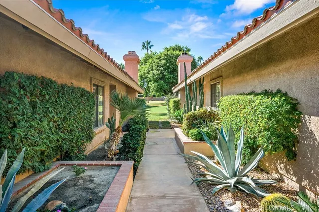a view of a garden with pathway