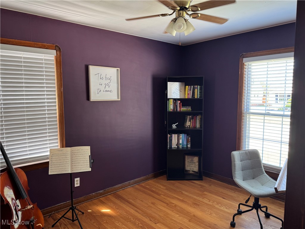 2809 Ralph Avenue Cleveland, OH 44109 - Photo 10 of 35 Office space or bedroom featuring hardwood floors and a ceiling fan