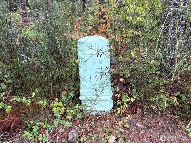 a backyard of a house with a yard and fountain