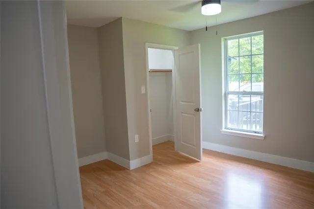 an empty room with windows