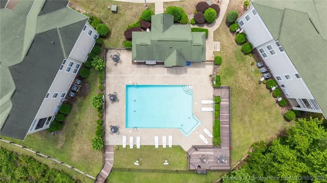 an aerial view of a house