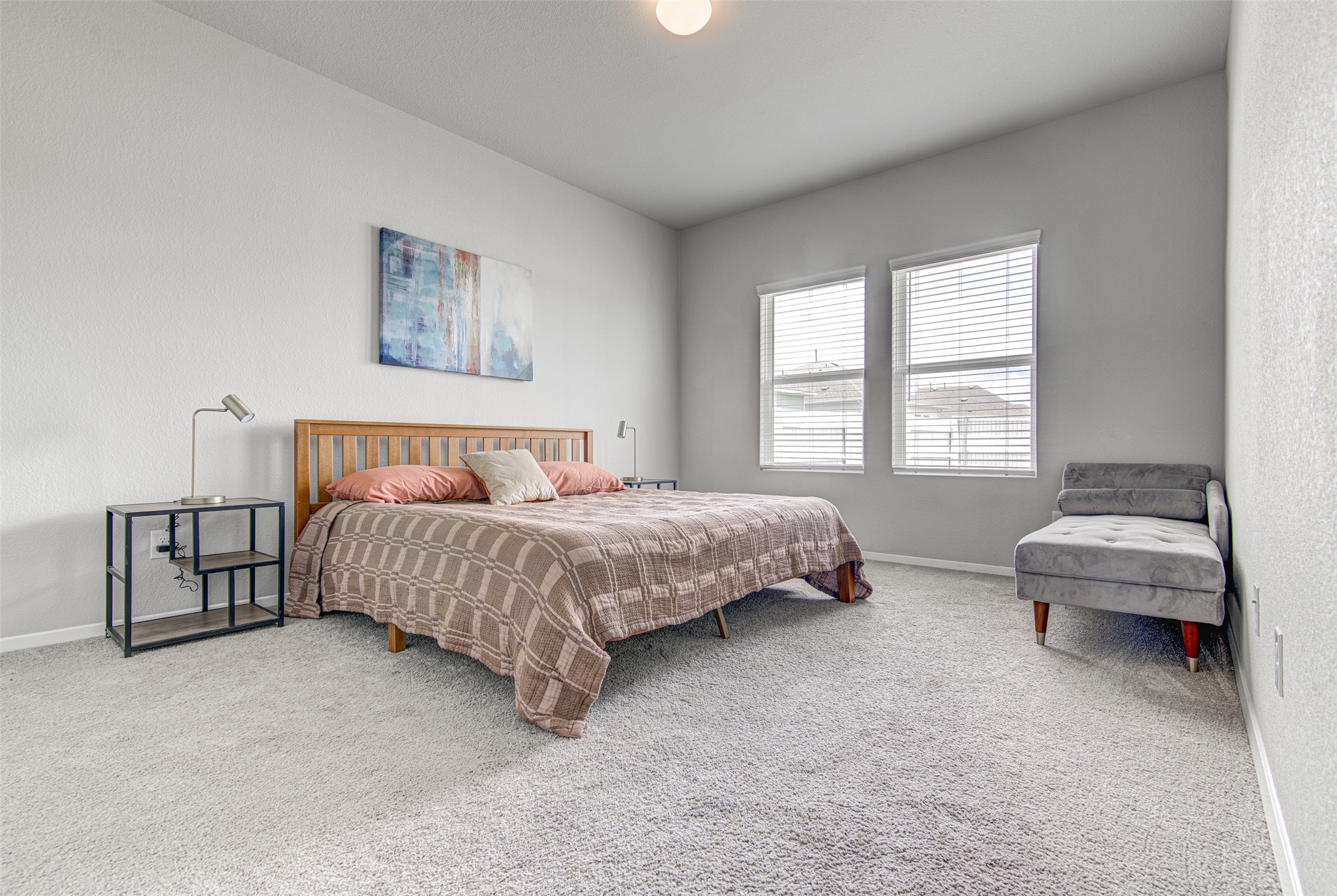 156 Tillage Road Elgin, TX 78621 - Photo 13 of 25 Natural light floods this spacious sleeping area with soft, plush carpeting.