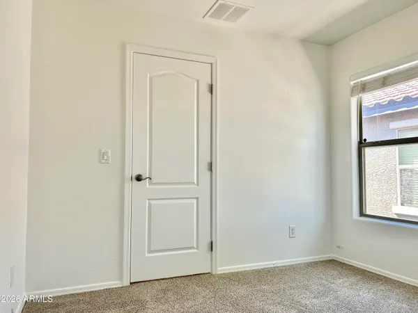 a view of a small space with a window