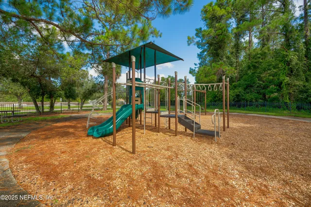 a view of a park with slide