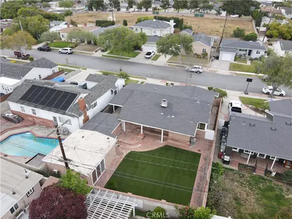 an aerial view of waterside residential houses
