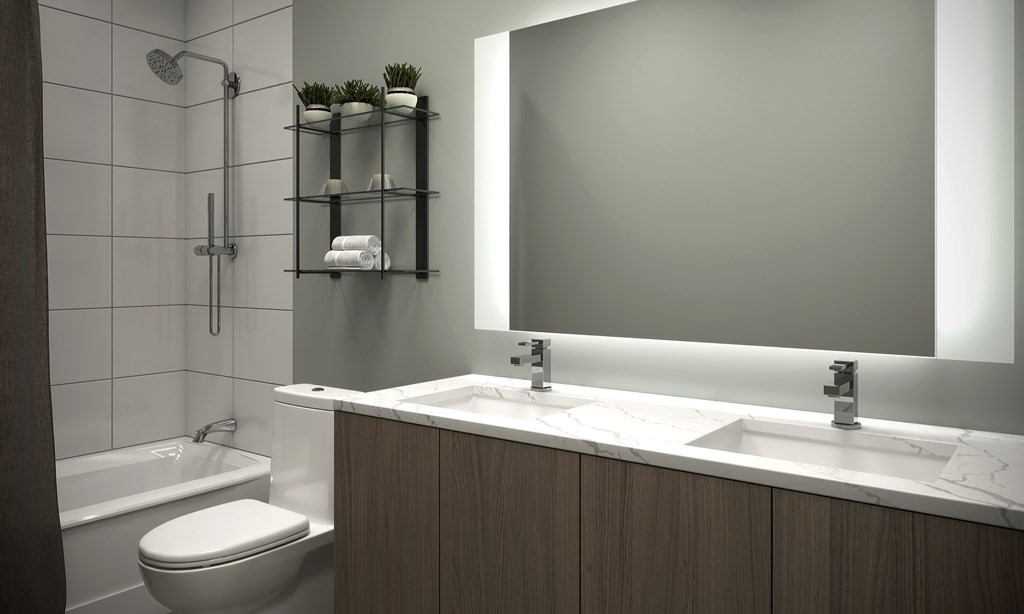 30 Penniman Road, Unit 305 Boston, MA 02134 - Photo 3 of 9 a bathroom with a sink toilet and shower