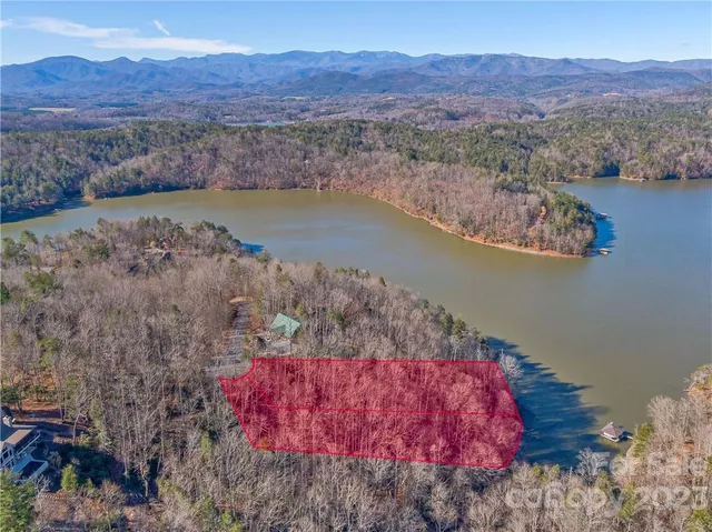 a view of a lake with a mountain