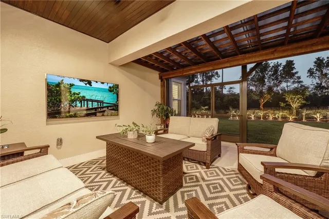 a outdoor space with furniture