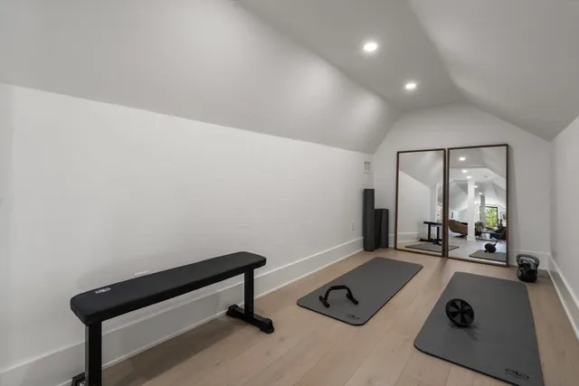 a room with gym equipment