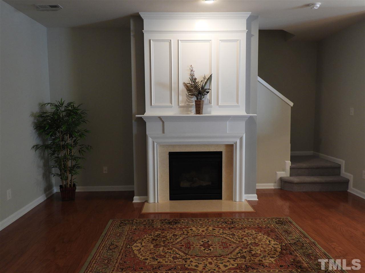 7245 Racine Way Raleigh, NC 27690 - Photo 6 of 29 a living room with a fireplace and potted plants
