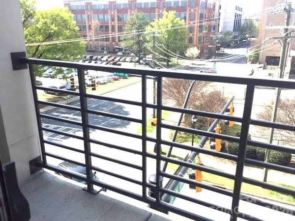 a view of a city from a balcony
