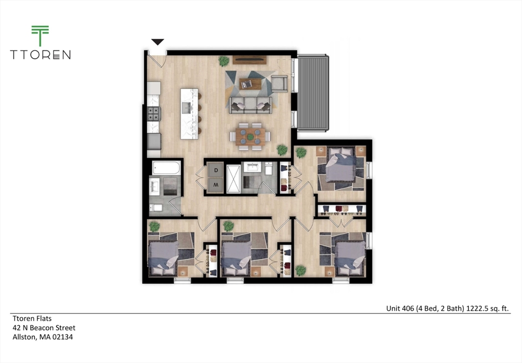 42 North Beacon Street, Unit 406 Boston, MA 02134 - Photo 1 of 14 a picture of a floor plan