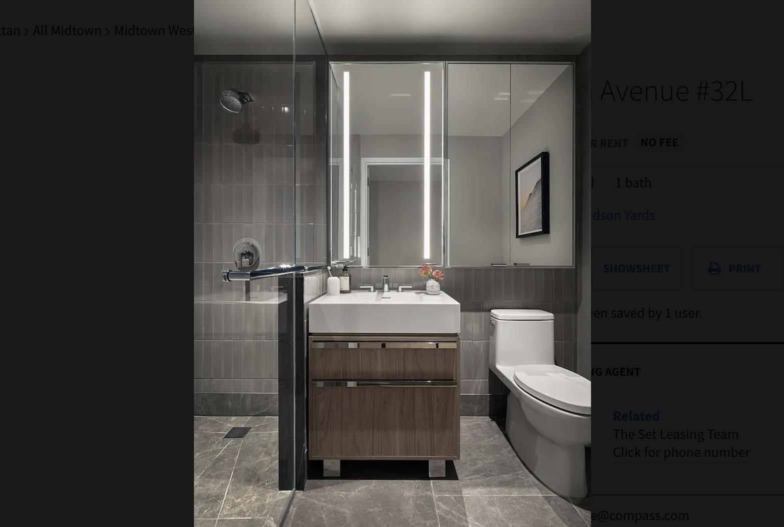 455 10th Avenue, Unit 33L Manhattan, NY 10018 - Photo 5 of 18 a bathroom with a sink a toilet and shower