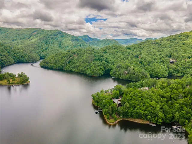 a view of a lake with a houses